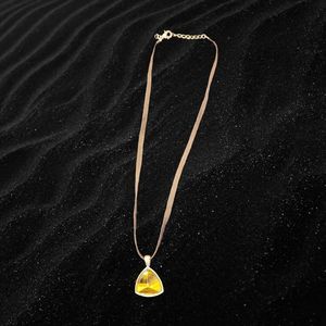 Tigers Eye Triangle Charm Necklace On Leather Strap